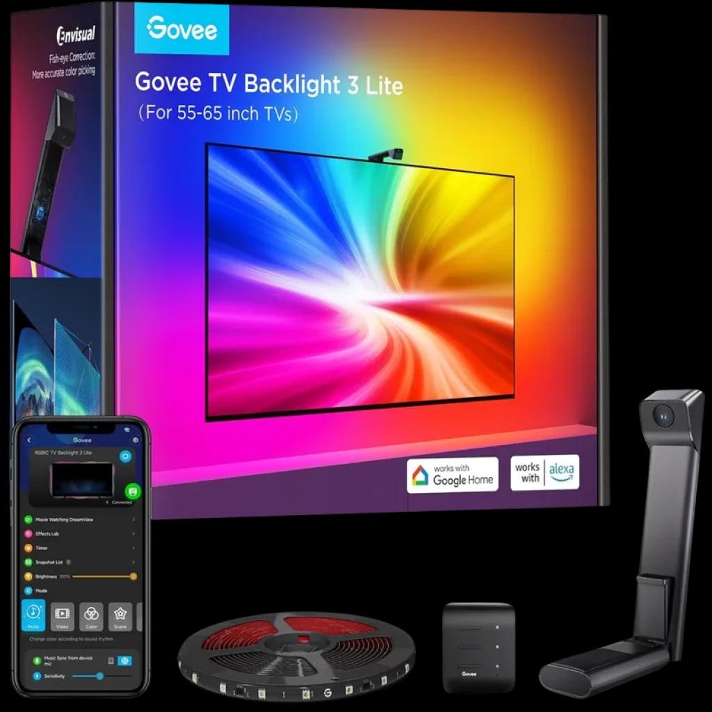 Govee H6099 Backlight 3 Lite RGBICW Wifi Bluetooth - Retroiluminación LED para TV