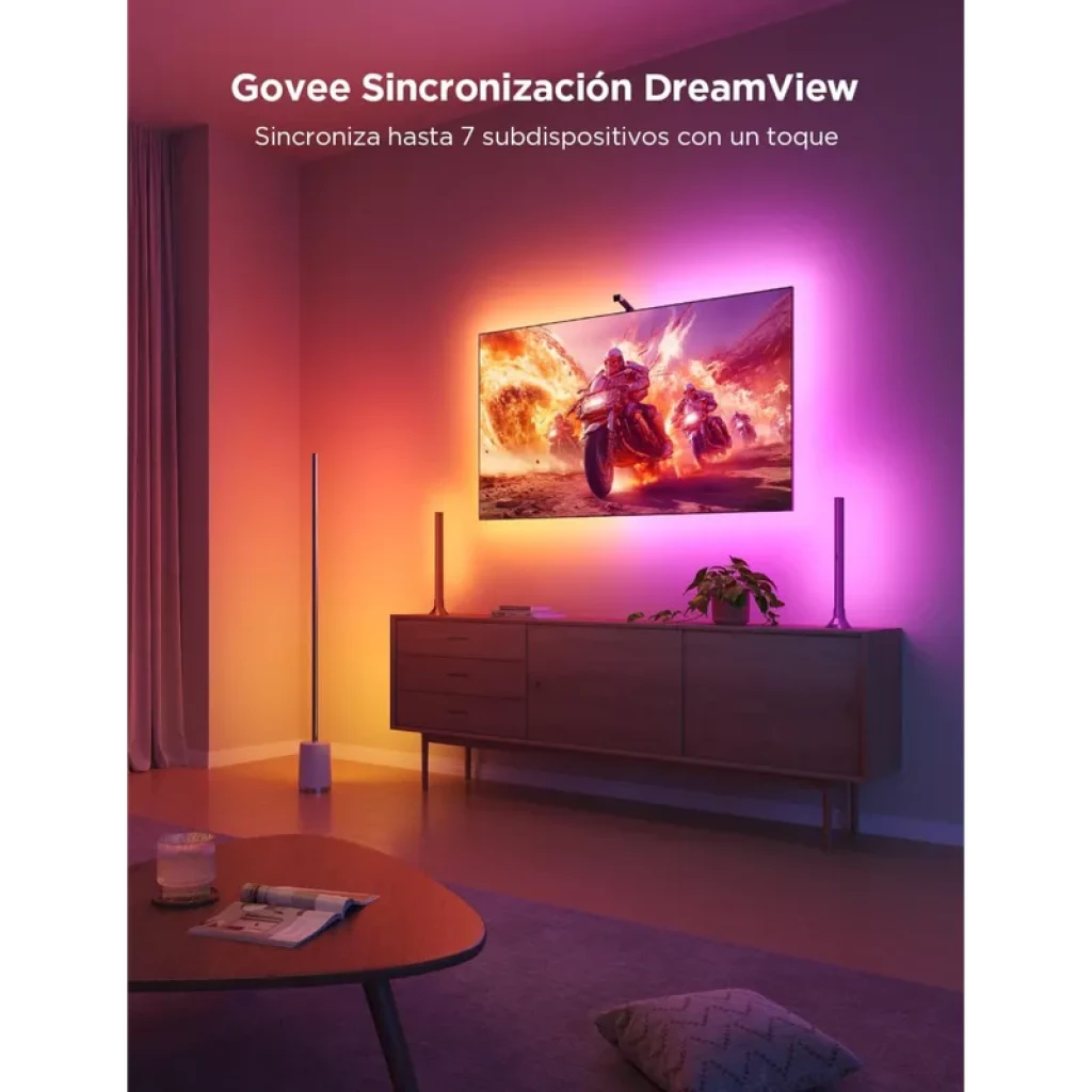 Govee H6099 Backlight 3 Lite RGBICW: tira LED para TV con halo multicolor, control WiFi y Bluetooth, sincronización DreamView, ideal para cine en casa