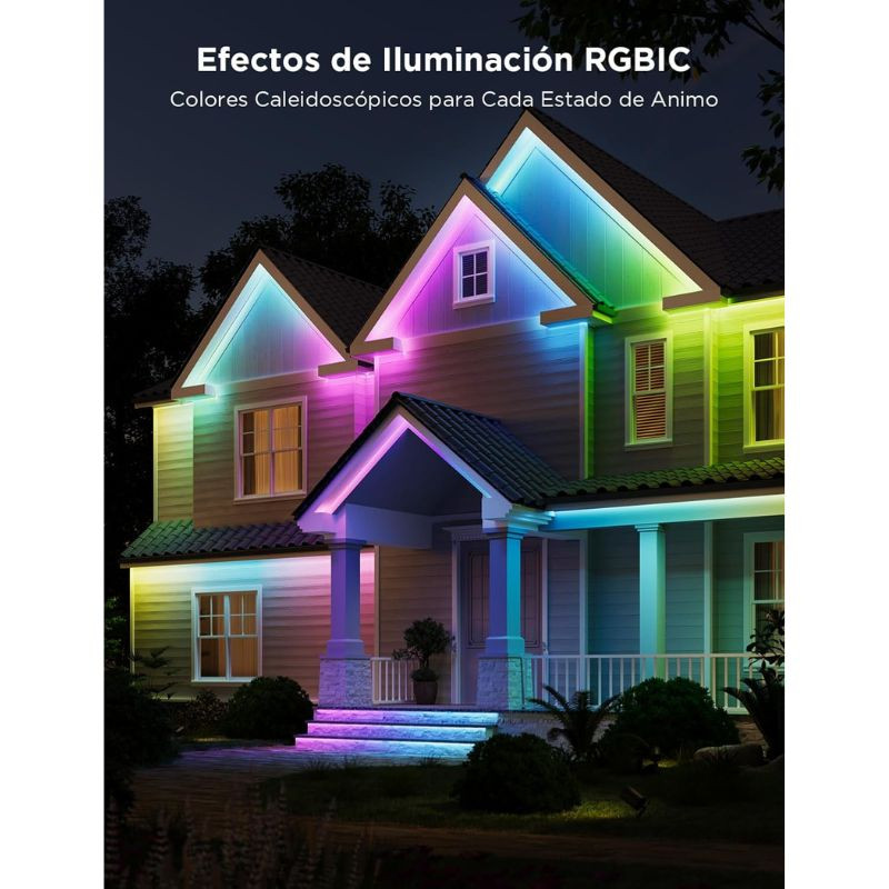 Govee H70A1 RGBICWW: tira LED para exteriores con colores caleidoscópicos segmentados, creación de ambientes, control WiFi/Bluetooth y brillo uniforme.