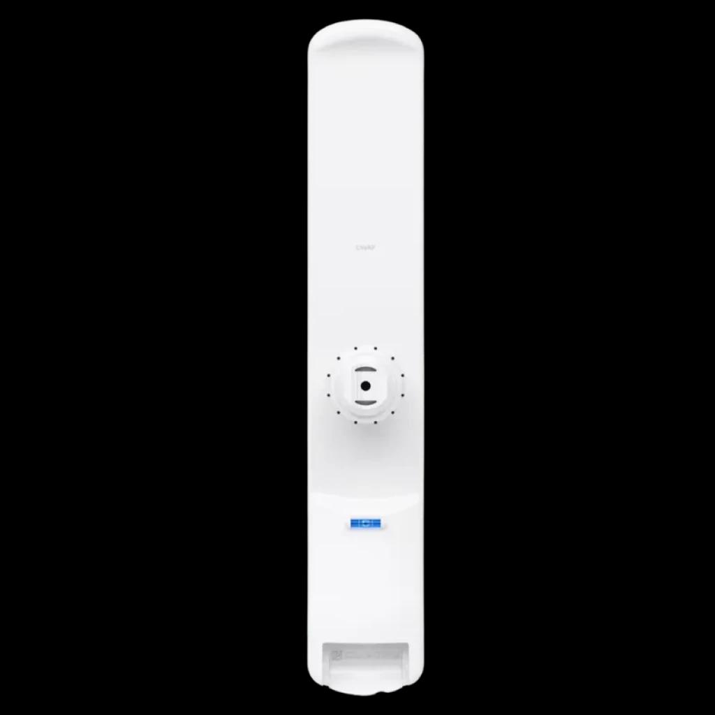 Ubiquiti LAP-120 punto de acceso inalámbrico blanco con antena direccional MIMO 16 dBi, diseño vertical y montaje central circular para enlace punto a punto