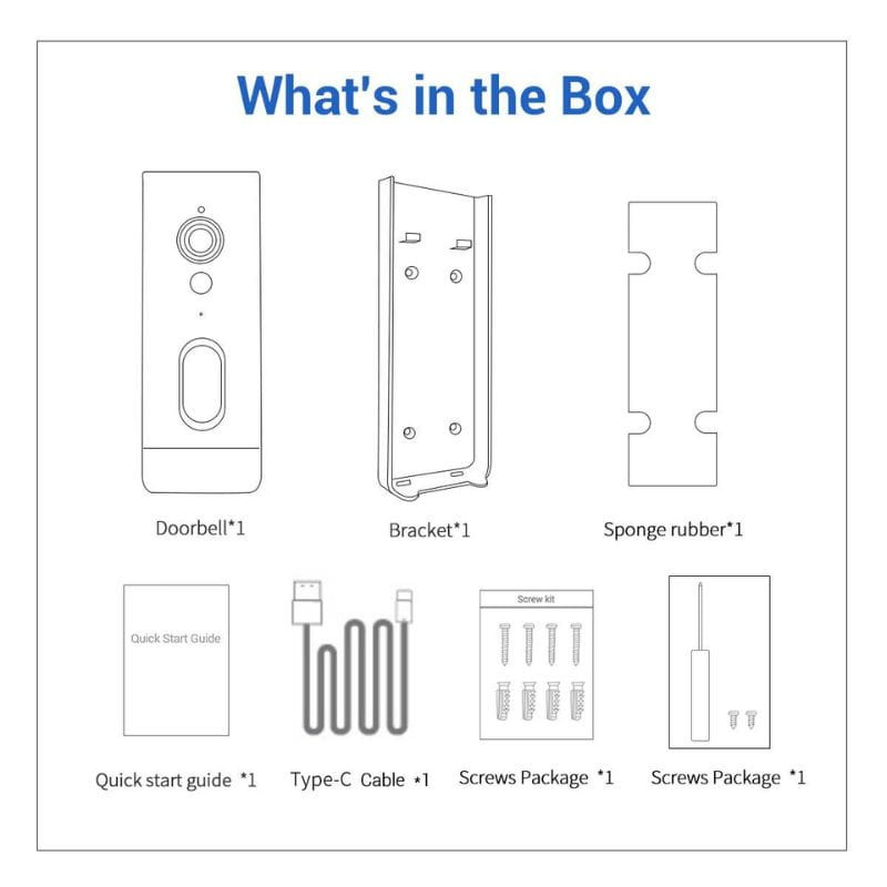 Escam V5 Tuya - Campainha sem fios inteligente. Conteúdo da embalagem