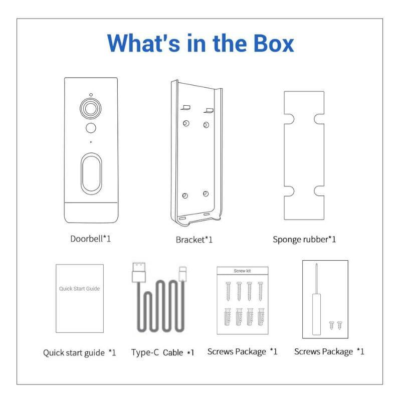 Escam V5 Tuya - Campainha sem fios inteligente. Conteúdo da embalagem