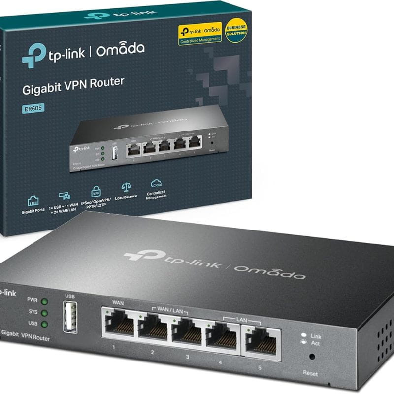 TP-Link Omada ER605 VPN Gigabit - Router. Imagen con la caja