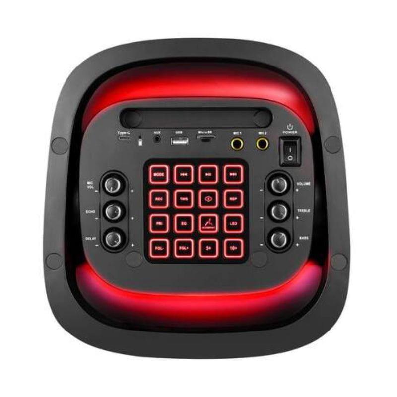 Altavoz Karaoke Phoenix RumbleBoss - 80 W imagen del cuadro de mando iluminado