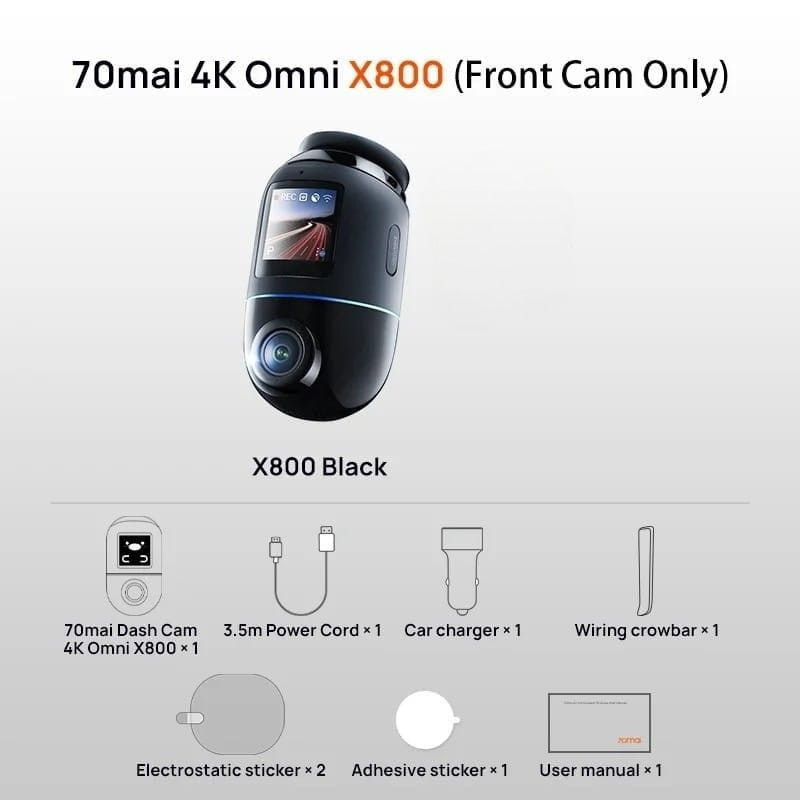 70mai Omni X800 128GB 4K WiFI/4G Negro, contenido del paquete