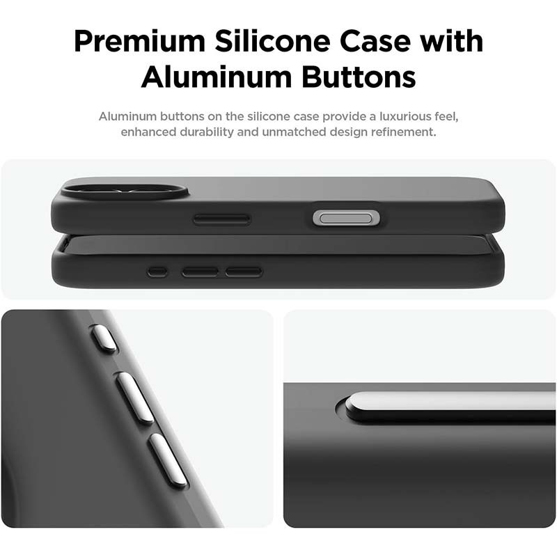 Capa macia lavanda para iPhone 16 compatível com Magsafe - botões de alumínio