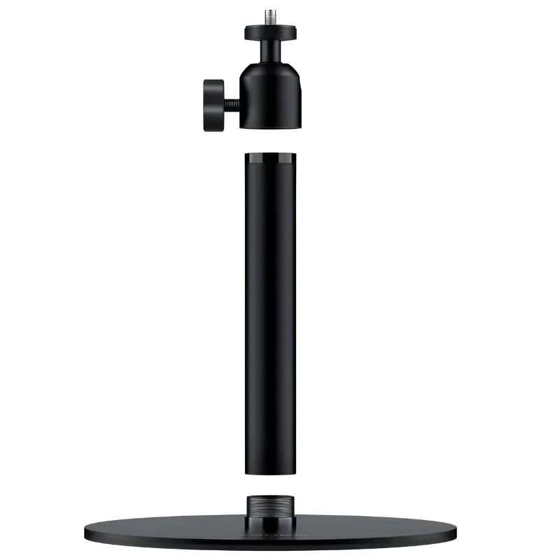 Wanbo PWE104 Support de bureau pour projecteurs en métal noir, base ronde stable, colonne réglable et tête rotative avec vis standard pour montage précis