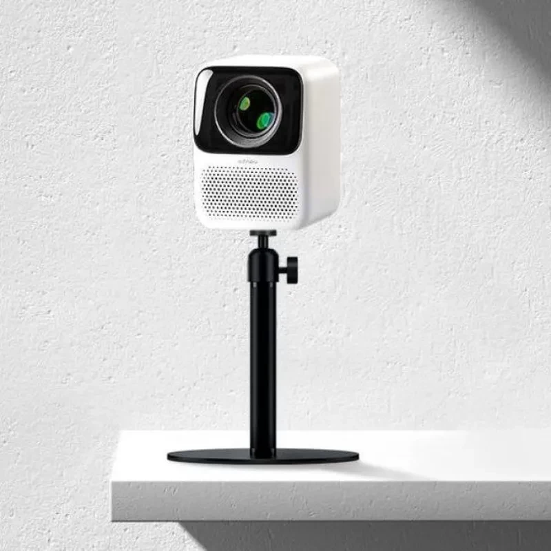 Wanbo PWE104 support de bureau en métal noir, base ronde stable, tige réglable avec molette, plateau compatible projecteurs compacts et mini projecteurs