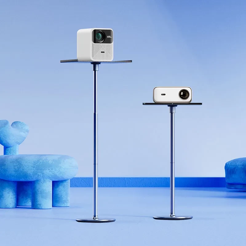 Wanbo Floor Stand Pro base estable para proyectores con poste ajustable, bandeja rectangular antideslizante y base redonda metálica para estabilidad y altura