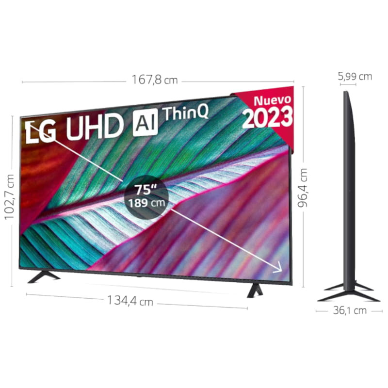 LG 75UR75006LK 75 4K Ultra HD Smart TV Wifi Dimensiones