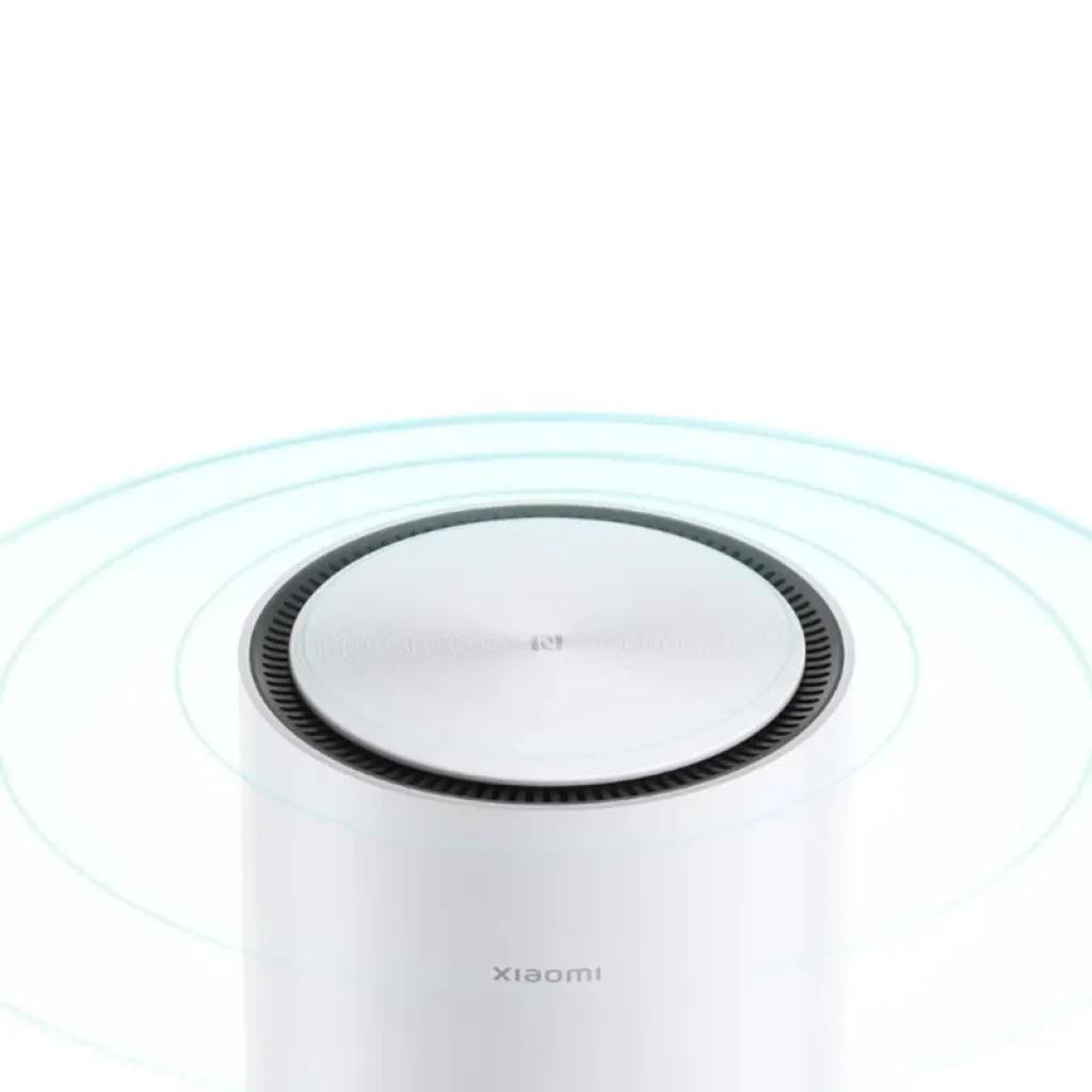 Xiaomi 5G CPE Pro en color blanco, diseño cilíndrico minimalista con tapa superior circular y ventilación perimetral, indicador LED central sutil