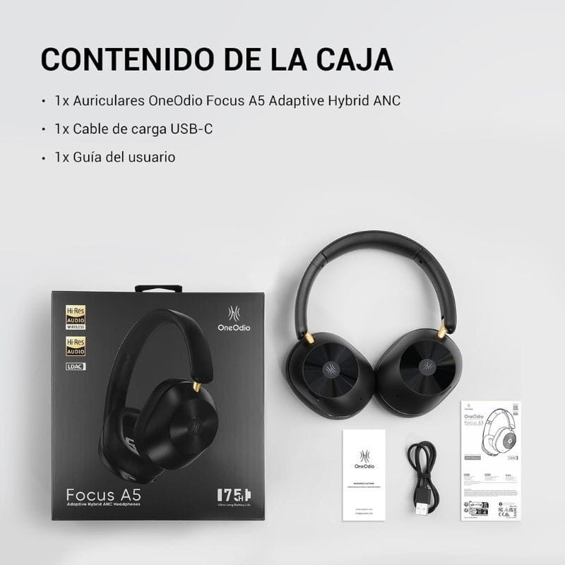 OneOdio Focus A5 Noir Contenu de la boîte