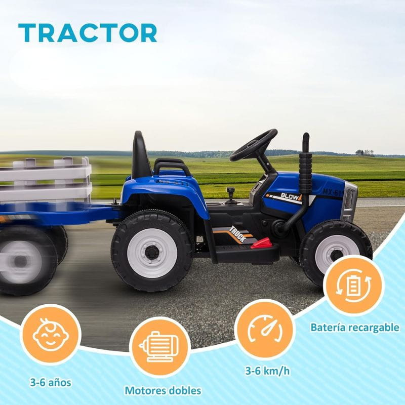Tracteur Ceres avec remorque Bleu - Voiture électrique pour enfants caractéristiques