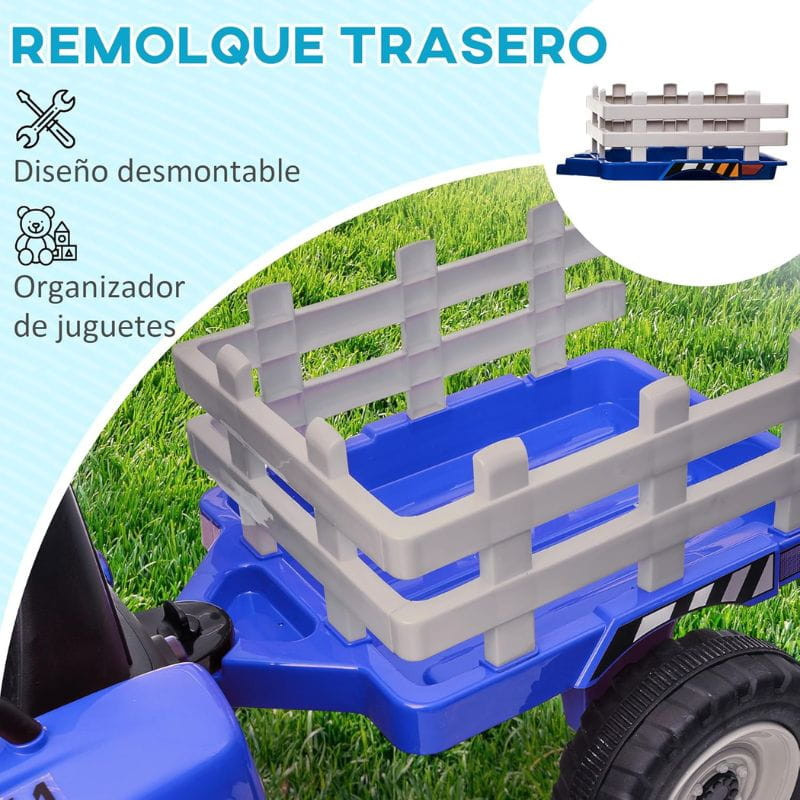 Tracteur Ceres avec remorque Bleu - Voiture électrique pour enfants avec remorque arrière