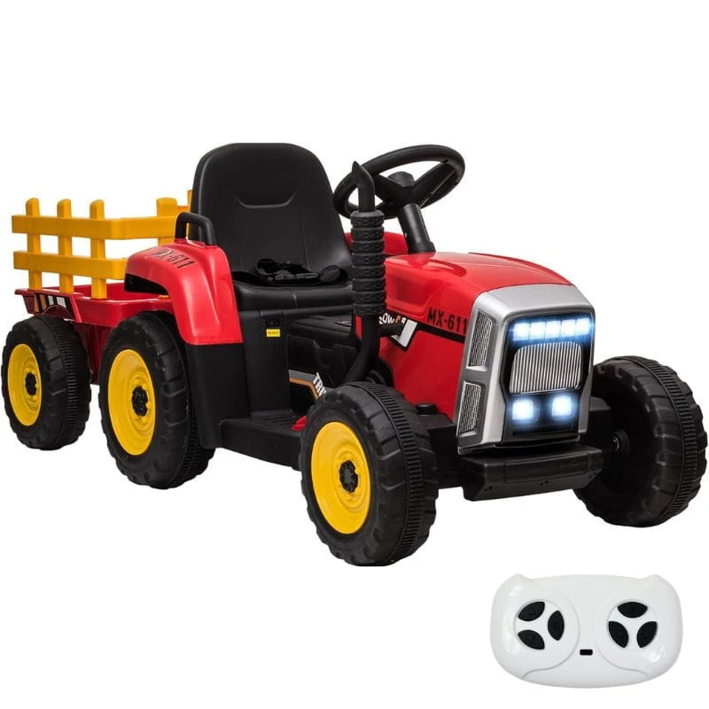 Tractor Ceres con remolque 12V Rojo - Coche eléctrico para niños