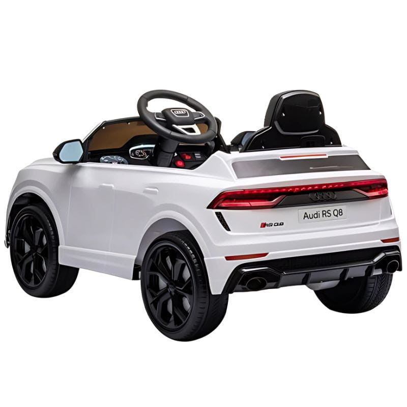  Audi RS Q8 12V Branco - Carro elétrico para crianças imagem lateral traseira