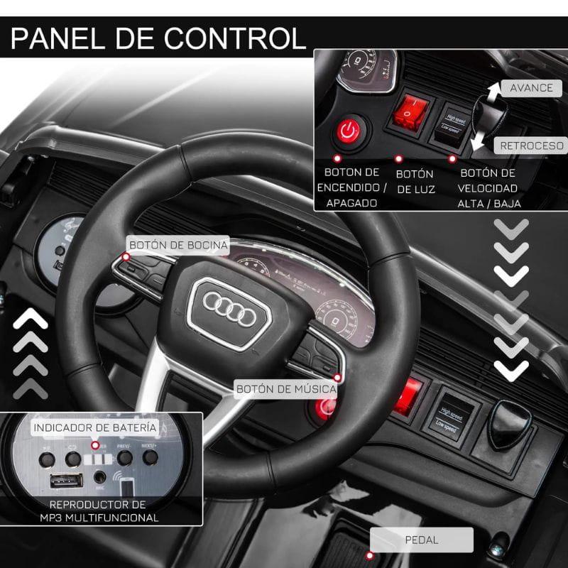 Audi RS Q8 12V Preto - Carro elétrico para crianças com painel de controlo