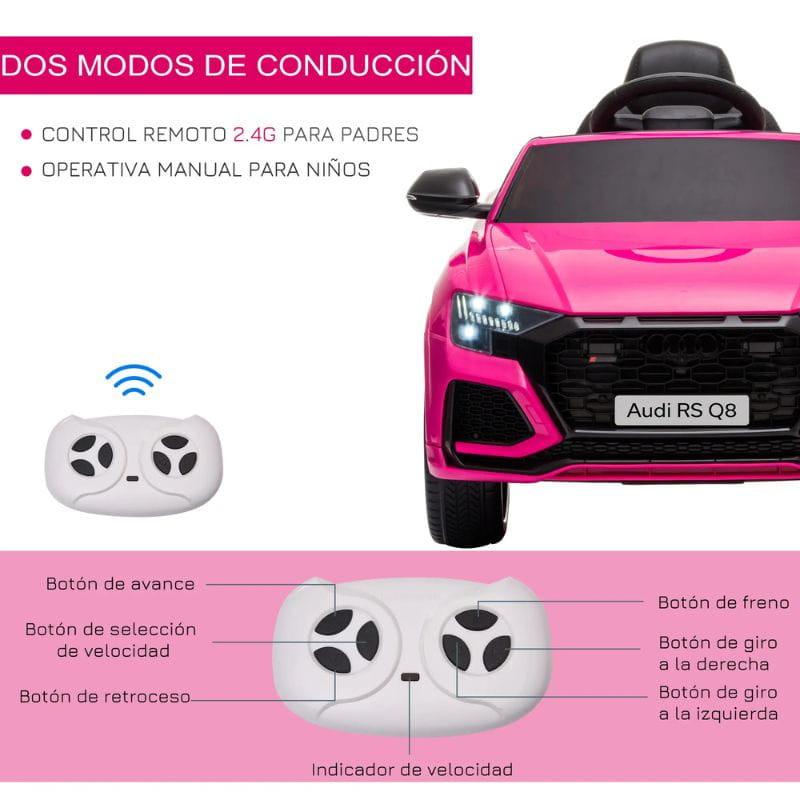 Audi RS Q8 12V Rosa - Carro elétrico para crianças com dois modos de condução