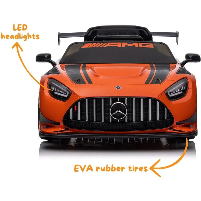 Mercedes AMG GT3 Coche eléctrico para niños detalles de las luces y las ruedas