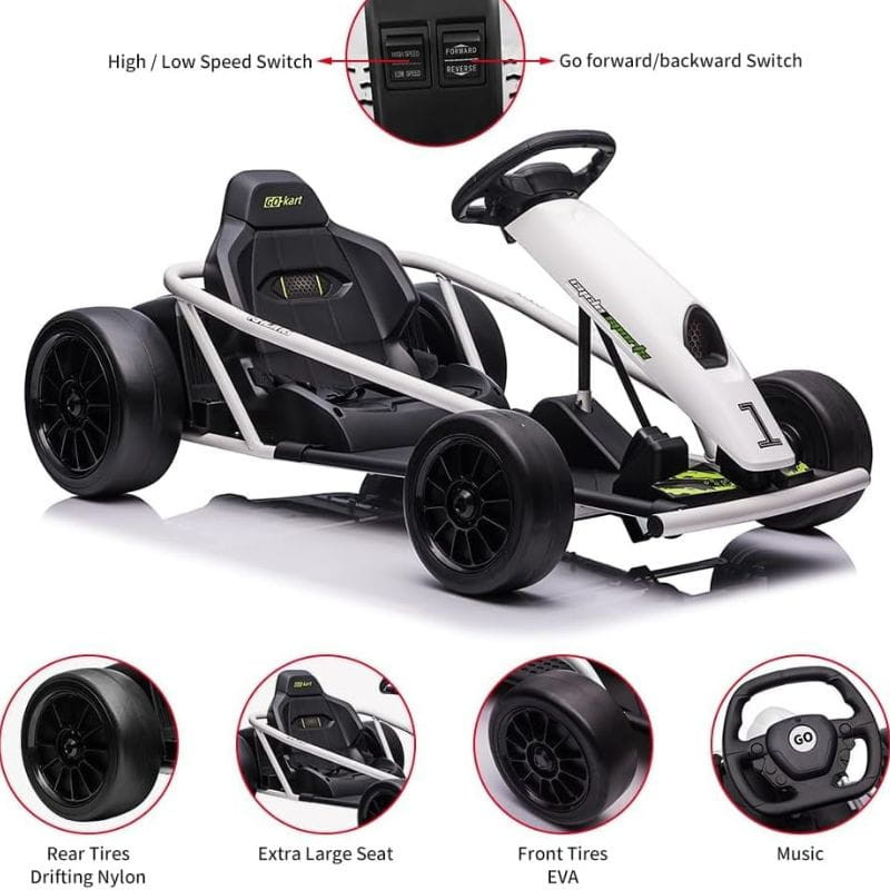 Kart 24V Blanco - Coche eléctrico para niños características