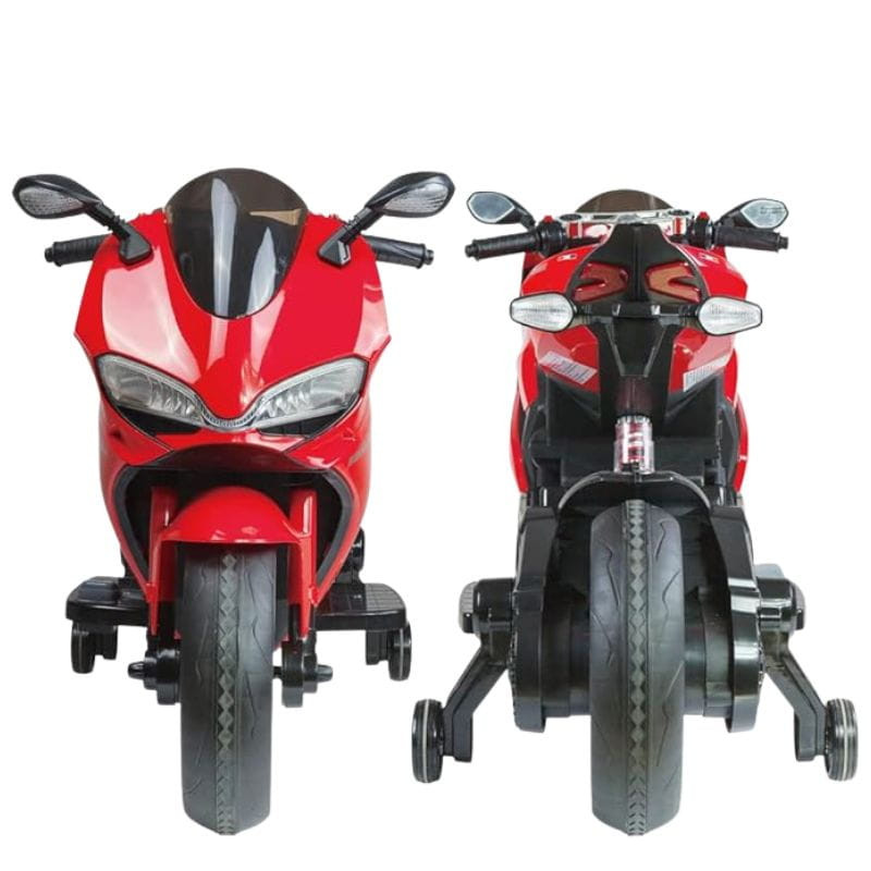 Motorbike 12V Vermelha - Moto elétrica para crianças imagem frontal e traseira