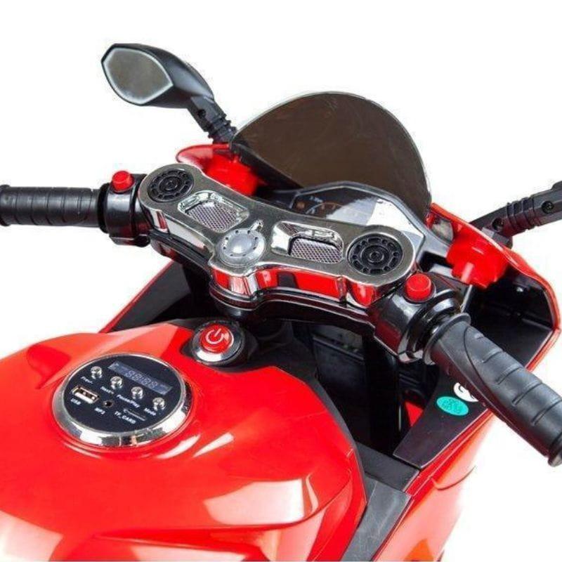 Motorbike 12V Vermelha - Moto elétrica para crianças, detalhe do guiador