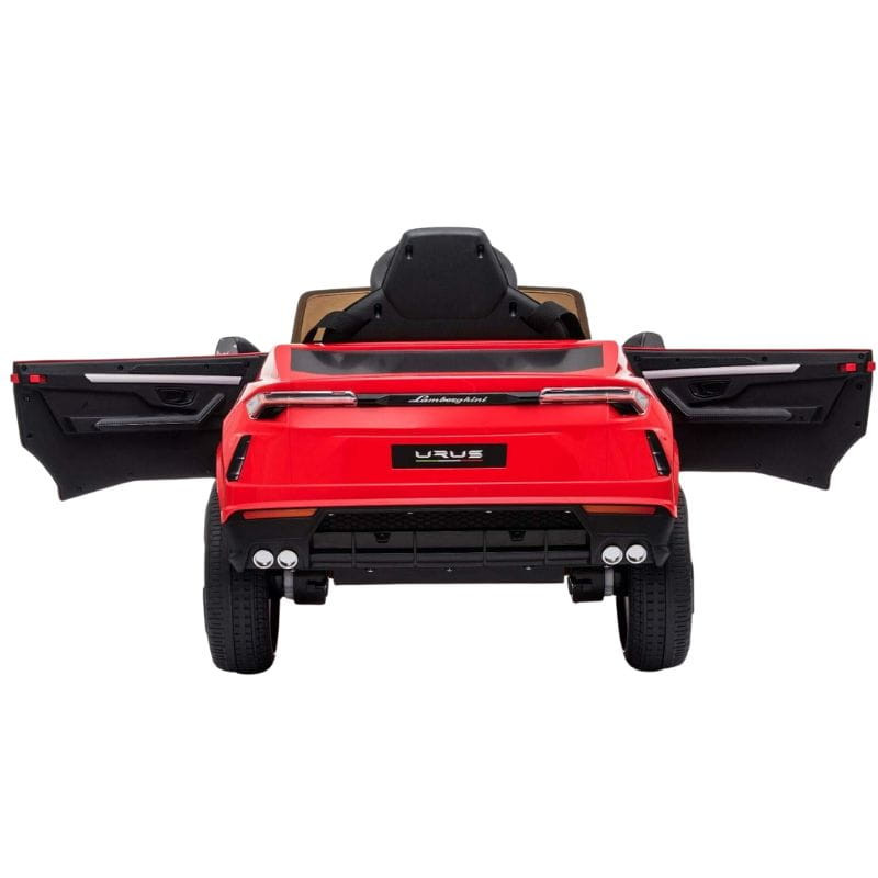 Lamborghini Urus 12V Rojo - Coche eléctrico para niños imagen trasera con las puertas abiertas