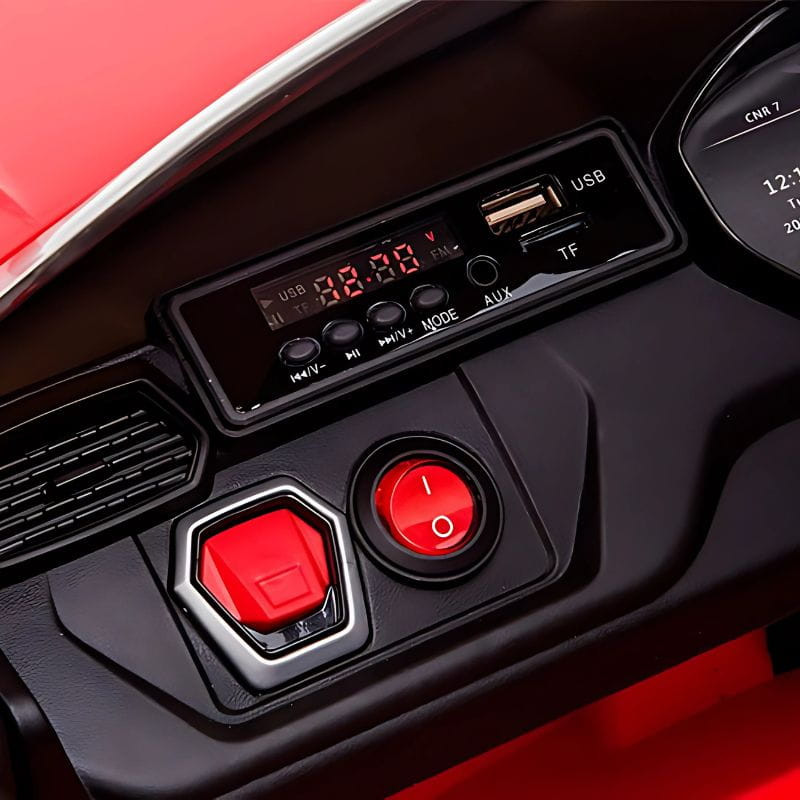 Lamborghini Urus 12V Rojo - Coche eléctrico para niños detalle de los puertos del salpicadero