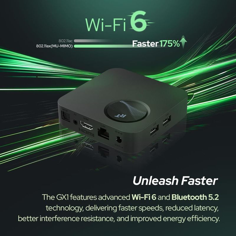 Wi-Fi de Rocktek GX-1 RTD1325TPV 4GB/32GB Android 12 - Android TV