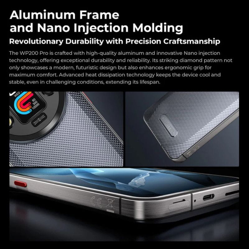 Oukitel WP200 Pro 5G 24GB/1TB Estrutura em alumínio preto