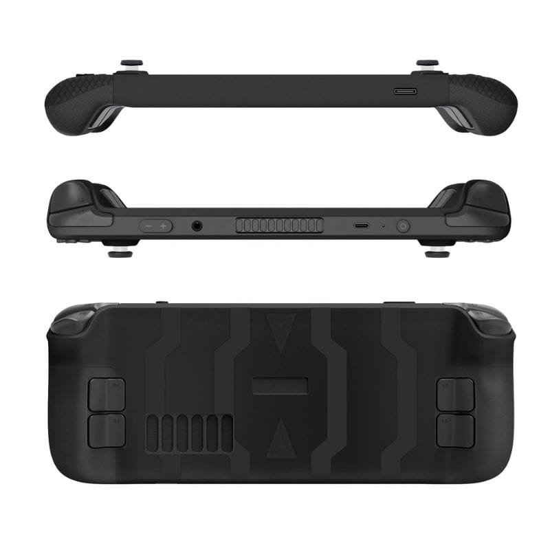 Étui en silicone noir pour Steam Deck / Steam Deck OLED, image arrière et latérale