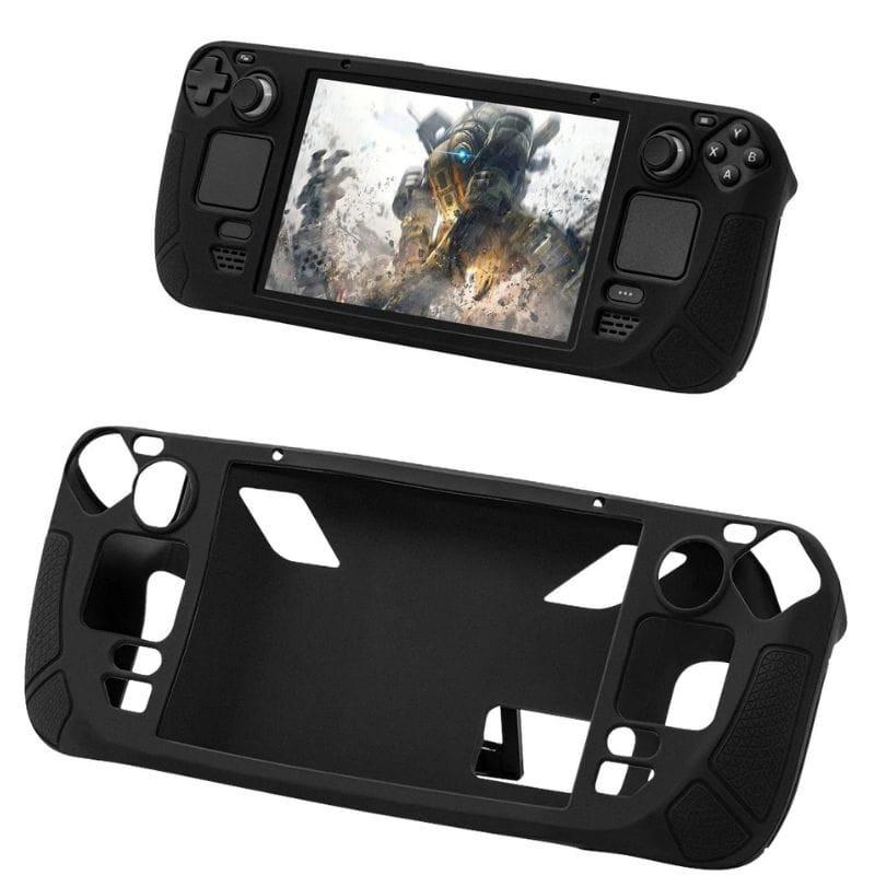 Pgtech Housse en silicone avec support pour Steam Deck - image de face avec une console