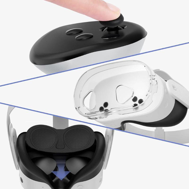 Étui transparent avec accessoires Meta Quest 3S Détail des accessoires
