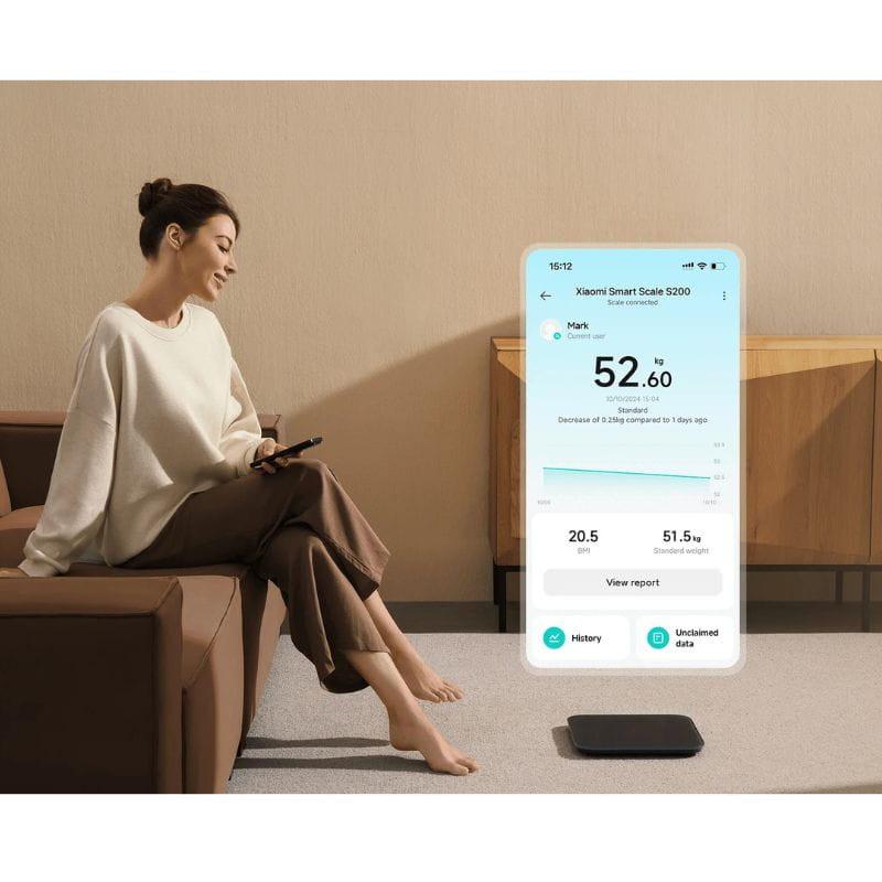Xiaomi Smart Scale S200 Gris Oscuro imagen con la app