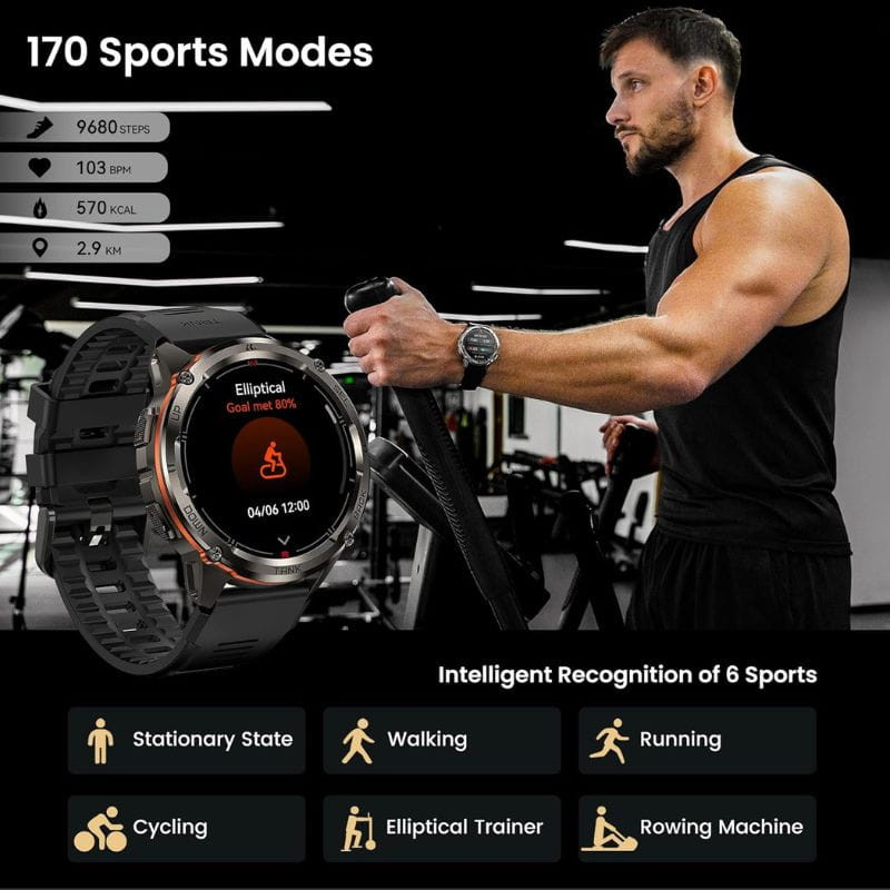 Kospet Tank T3 Ultra 2 Edición Especial Negro - Reloj inteligente 170 modos deportivos