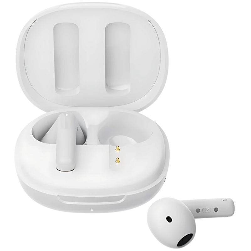 QCY Ailybuds E20 HT13 Blanco - Auriculares imagen con un auricular fuera del estuche de carga