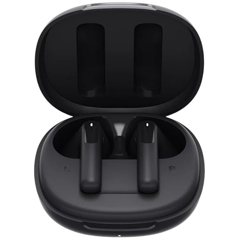 QCY Ailybuds E20 HT13 Noir - Écouteurs avec photo des écouteurs dans leur boîtier de recharge