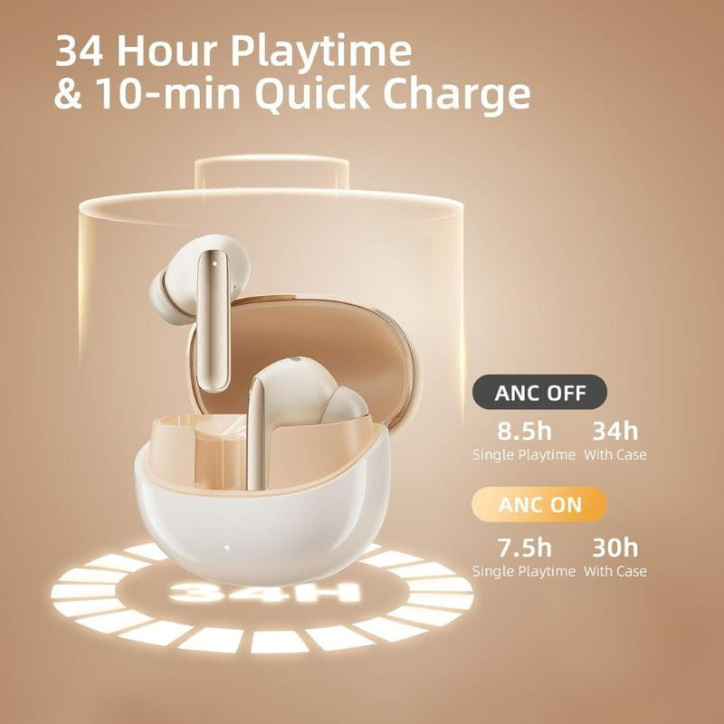 QCY MeloBuds Pro HT08 Dorado - Auriculares Bluetooth, características de la batería