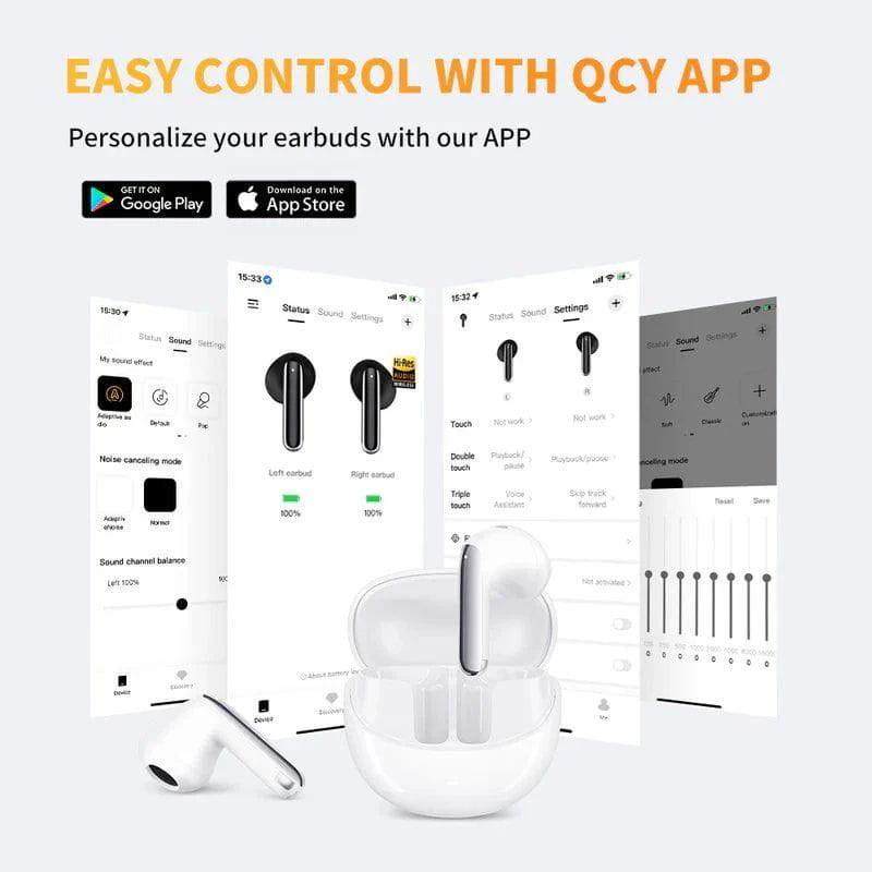 QCY AilyBuds Pro+ HT10 Pro Preto - Auriculares com aplicação
