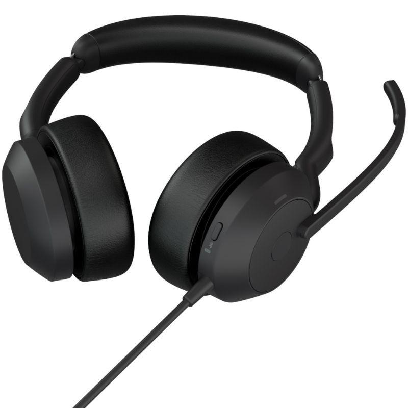 Jabra Evolve2 50 UC Stereo (USB-C) Negro, vista a 45º