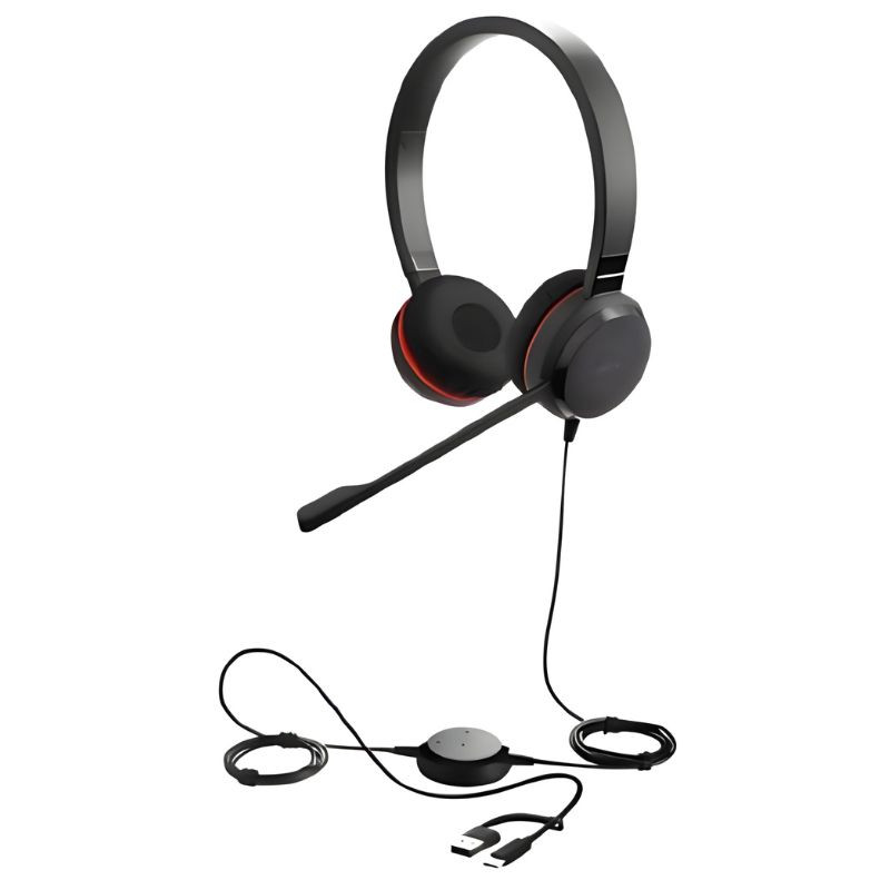 Jabra Evolve 30 II MS Stéréo (USB-C/A) Noir, vue avec le câble