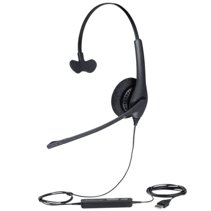 Jabra Biz 1500 Duo QD Negro, vista con el cable y conector