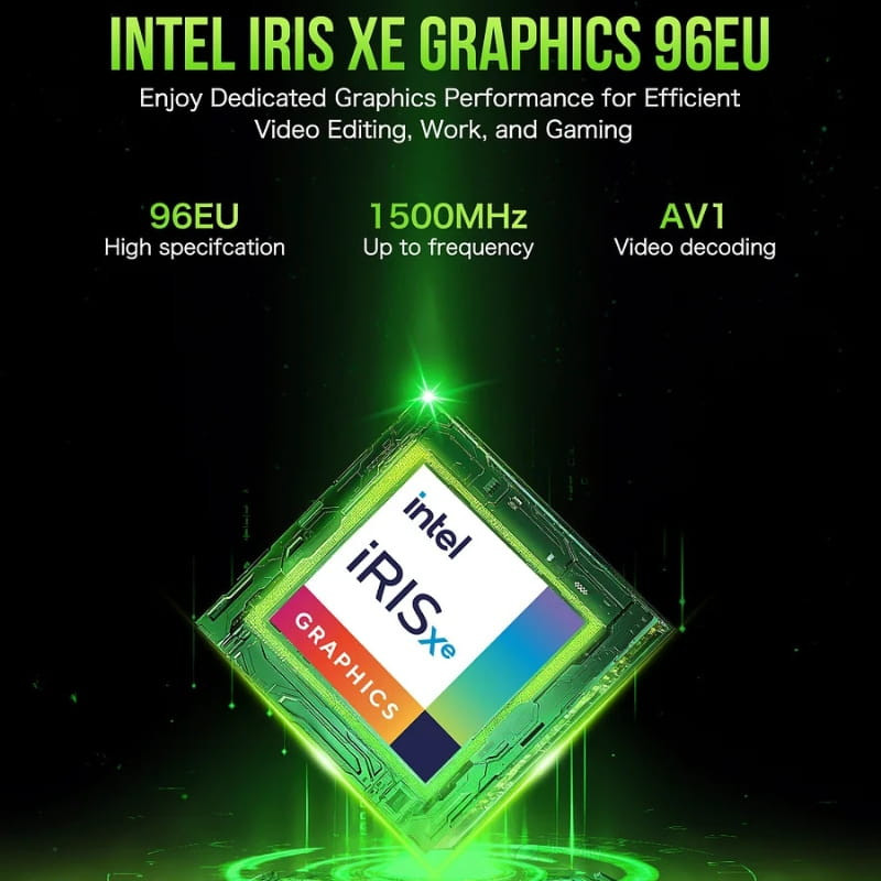 GMKtec NucBox K10 mini PC avec Intel i9 13900HK et puce graphique Intel Iris Xe 96EU, 1500 MHz, décodage AV1, idéal pour montage vidéo, travail et jeu