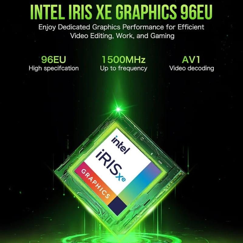 GMKtec NucBox K10 mini PC avec Intel i9 13900HK et puce graphique Intel Iris Xe 96EU, 1500 MHz, décodage AV1, idéal pour montage vidéo, travail et jeu