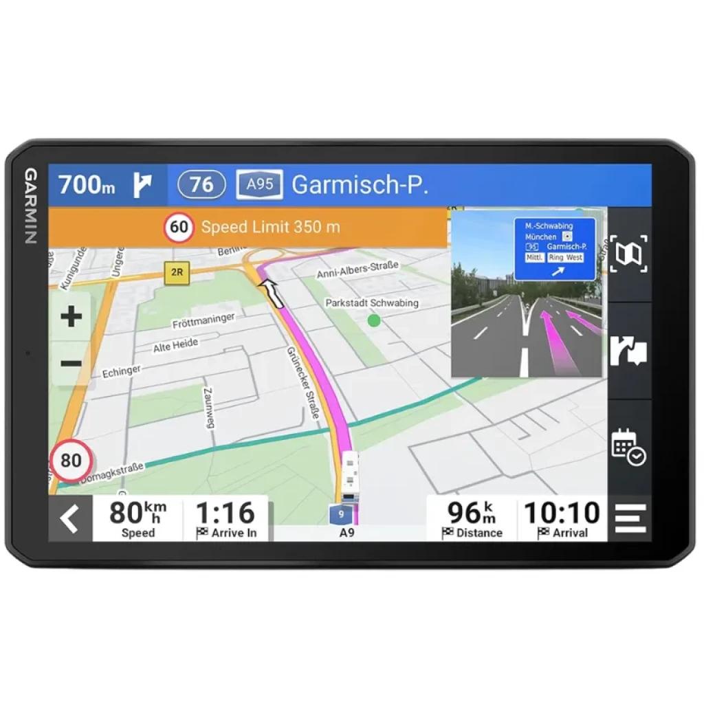 Garmin Camper 895 - Navegador GPS para caravanas com tela ampla, mapa colorido, rotas destacadas, limite de velocidade e instruções visuais claras