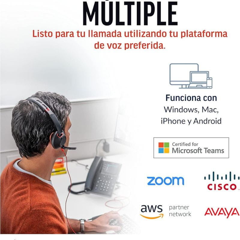 Poly Blackwire 5220 USB tipo A - Auriculares PCconexión múltiple