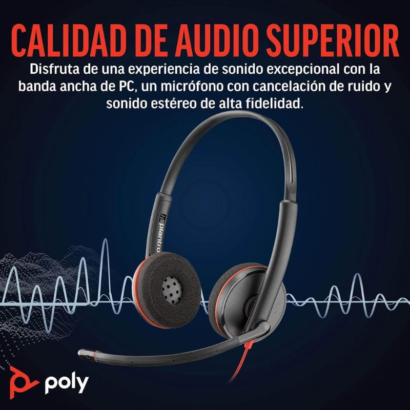 Poly Blackwire 3220 USB tipo A - Auriculares con cancelación de ruido