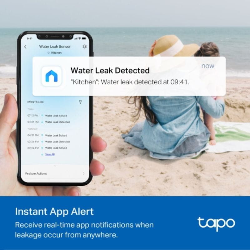 TP-Link Tapo T300 Inalámbrico - Sensor inteligente de fugas de agua con alarma 90dB con APP