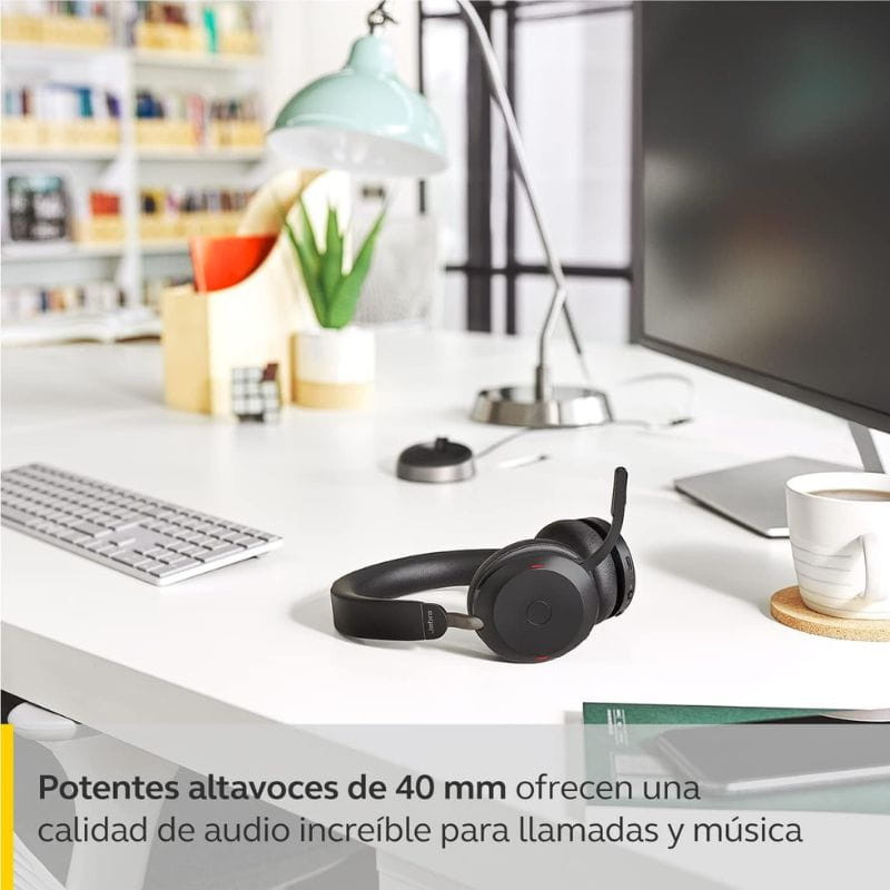 Jabra Evolve2 75 Bluetooth Noir – Casque sans fil avec haut-parleurs de 40 mm