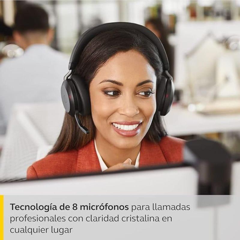 Jabra Evolve2 75 Bluetooth Noir - Casque sans fil avec 8 microphones
